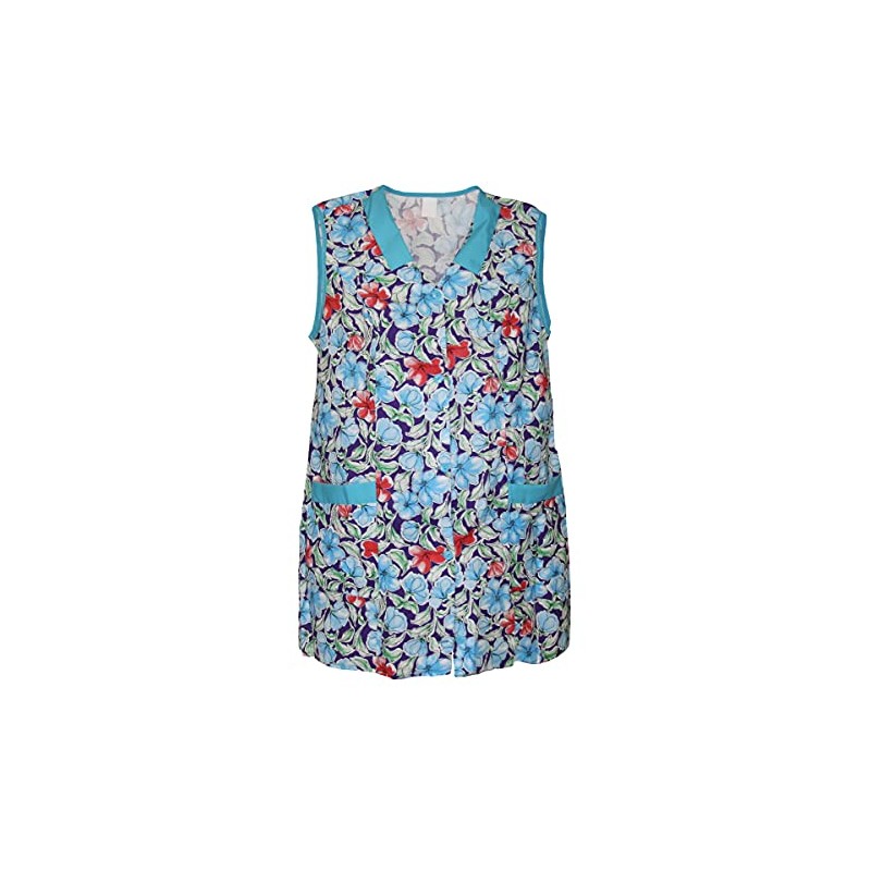 Schuerzenfabrik 7/8 Tunic Short Apron Sleeveless Cotton Colourful Flowers, model
