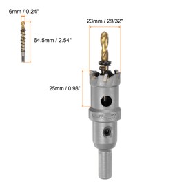 HARFINGTON Carbide Hole Saw Kit 23mm (29/32") Metal Hole Cutter Set with 2pcs Center Drill Bits Springs 1pcs Wrench for Stainless Steel Copper Iron Aluminum