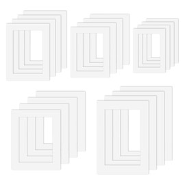 20 Pack White Picture Mounts, 5 Sizes Mats for Photos, Artwork, Paintings, Frame Display Boards with Crisp Borders for Professional and Home Galleries, Offices, Crafting