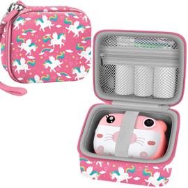 Leayjeen Kids Camera Case Compatible with ESOXOFFORE/Dylanto/GKTZ/HiMont/CAMCLID Kids Camera Instant Print for Christmas Gifts and Birthday Gifts for Kids 3-12 Years Old - Pink Unicorn (Case Only)