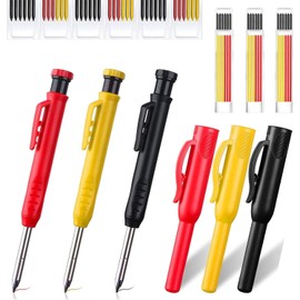 Carpenter Pencils, BetterJonny Sumitsuke Mechanical Pencils with 36 Refills in 3 Colors, 2.8 mm Marking, Built-In Sharpener, 3 Protective Covers, Marking Tool for Woodworking, Carpentry, Construction,