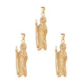 COTTVOTT 3pcs/Bulk Stainless Steel Saint Jude/Santa Muerte Charm Pendant Good Shepherd Crucifix Cross Pendant for DIY Rosary Necklace Jewelry Making Supplies