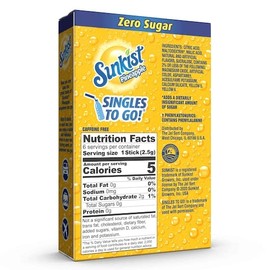 Sunkist Singles To Go Drink Mix Pineapple - 6 Boxes with 6 Packets Each - 36 Total Servings - Delicious Pineapple Flavored Drink Mix