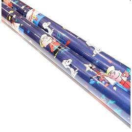 GCM Christmas Holiday Character Themed Wrapping Paper Bundle w/Exclusive Grancie's Stocking Stuffer (2 Rolls 20 SQFT Each Cut Lines On Reverse Side) Classic Characters from Christmas Stories