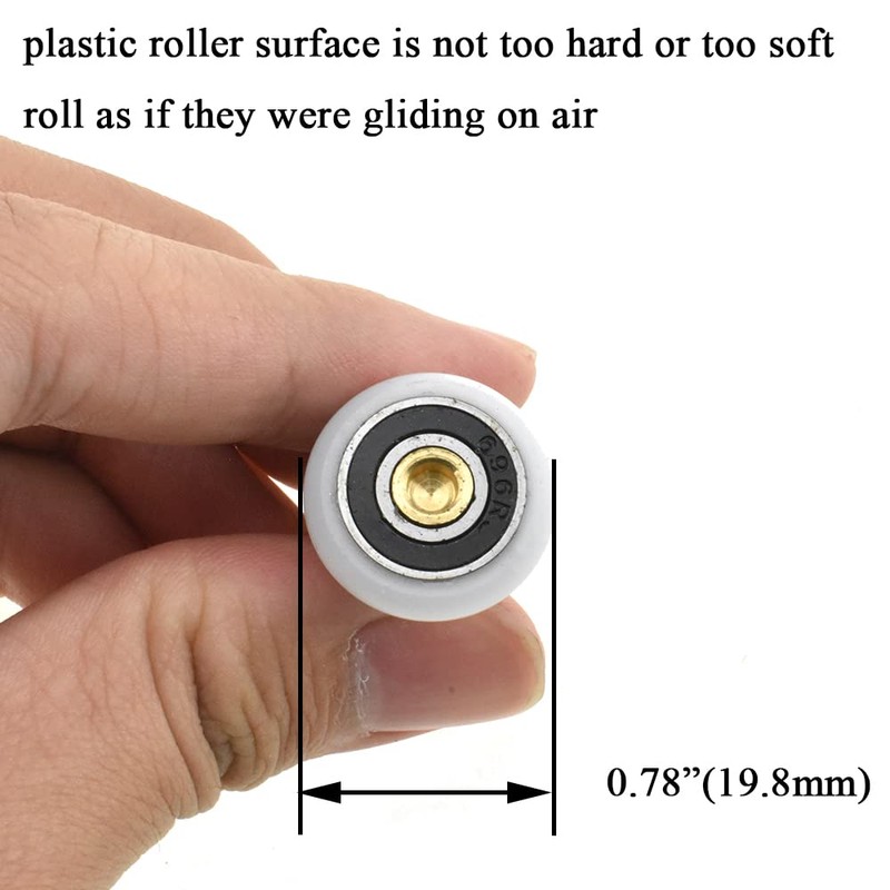 Hahiyo 20mm Diameter Brass Shower Door Wheels with Stainless Steel