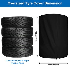 Tyre Cover, 85 x 120 cm Car Tyre Bag, Car Tyre Storage for 4 Tyres, Tyre Bags with Zip, Oxford Tyre Bags, Tyre Bags, Travel Car Tyre Cover, for Tyre Storage