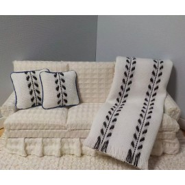 Handmade by Seller Miniature Dollhouse Blue & White Bedspread/Comf