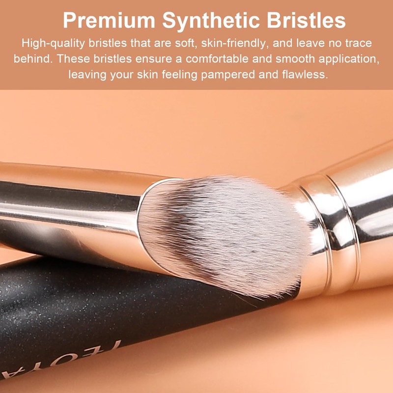 TEOYALL Angled Concealer Brush, Synthetic Contour Brush for Blending Setting