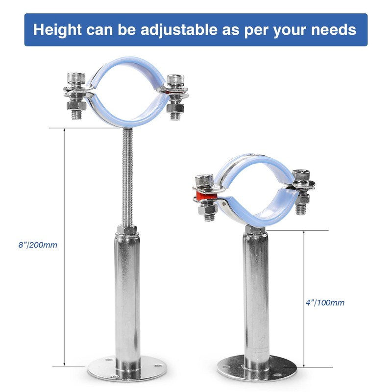 AKIHISA 2 Pcs 1-37/64 Inch Ceiling Mount Pipe Support,Adjustable 304
