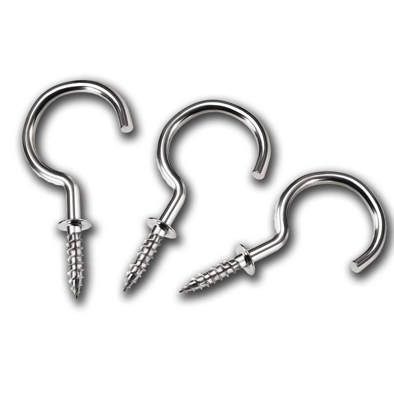 BRIIKPP Ceiling Screw Hooks Stainless Steel, 46mm Length, Silver Tone,