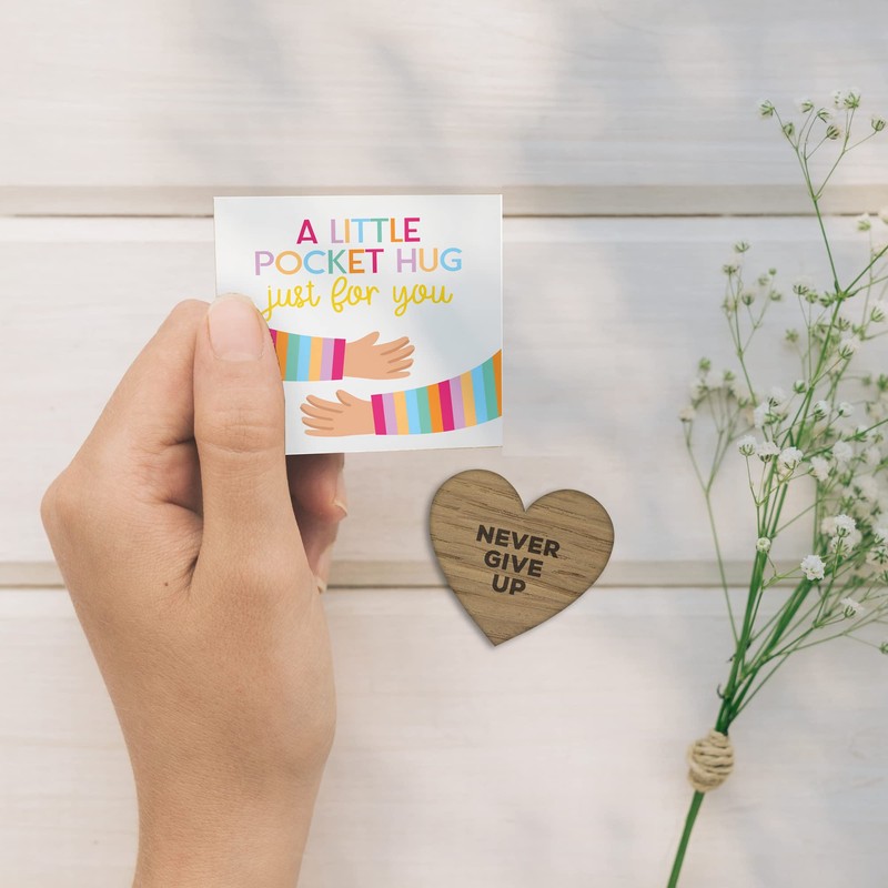 Little Pocket Hug Just For You Wooden Heart Token with