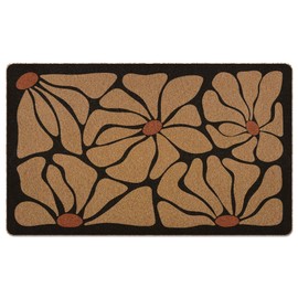 XLDLIOO Boho Abstract Floral Door Mat Doormat, Black and White Flower Welcome Front Door Mat Indoor Outdoor Entrance, Boho Artificial Coir Doormats Rugs for Porch Patio Entryway Home Decor 30x17in