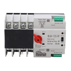 4P Dual Power Automatic Transfer Switch, AC 400V 32A ATS PC DIN Rail Emergency Power Mains Switch Conversion Switch Hat Rail Load Switch Municipal Power Switch for Municipal Electricity, Generator