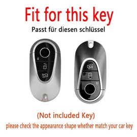 HIBEYO Car Key Case Fits Mercedes Key Case Protective Cover for Benz C S Class W223 W206 S260L S350L S450L S500L for Maybach S480 S580 Key Case Shell Jacket Protector Leather Silver