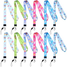 12Pcs Easter Lanyards Wrist Neck Lanyards Keychain Badge Holder Phone String Holder Lanyard Seasonal Holiday Lanyards Keychain Strap Wrist Neck Lanyards for ID Badges Name Tag Suitable Easter