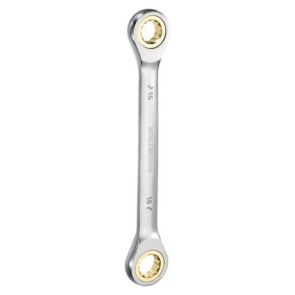 HARFINGTON Double Box End Ratcheting Wrench 16mm-18mm CR-V Steel Metric
