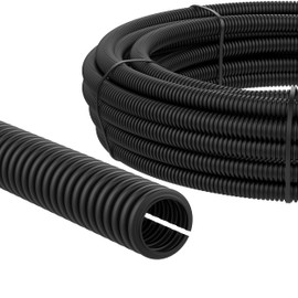 AUPROTEC Corrugated Pipe Slotted 2 to 50 m / Empty Tube Slotted / Corrugated Pipe UV Resistant / Cable Protection Hose / Cable Hose Black - Inner Diameter 7.5 mm, Length 10 m