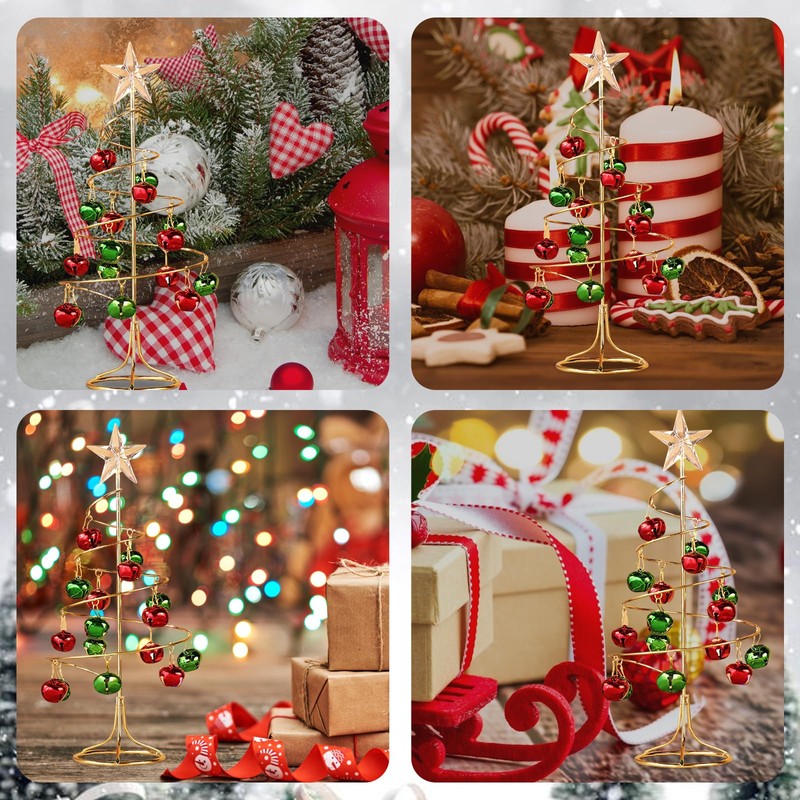 Liroyal Christmas Mini Tabletop Tree 26.5cm with Bell & Star