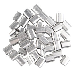 Futheda 50 pcs Aluminum Crimping Loop Sleeve Clips Oval Shaped for 4.0mm Cable Wire Rope Silver Tone