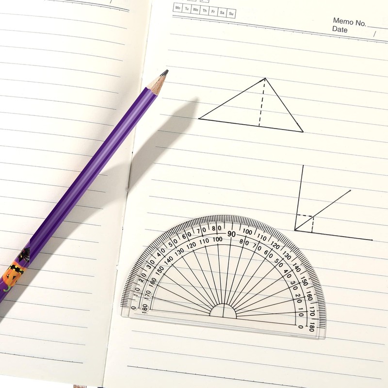 Plastic Protractor for Angle Measurement Student Math 180 Degrees, 4
