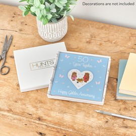 Hunts England - Boxed 50th Anniversary Card For Him Or Her - 50 Years - Golden Anniversary - Romantic Meadows - Anniversary Card For Couples, Husband, Wife, etc. - Card In Keepsake Box
