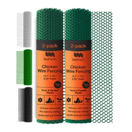 Maporch Plastic Chicken Wire Fencing for Pet Protection - 15.7" x 10ft, HDPE Hunter Green Chicken Wire - Garden Fence Animal Barrier for Dogs, Cats and Rabbits (2-Pack)