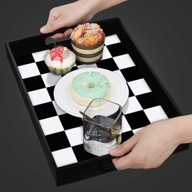 White Black Contact Paper Mosaic Trellis Peel and Stick Wallpaper17.7"×118"Lattice Self Adhesive Removable Wallpaper Decorative Checkerboard Paper for Bathroom Cabinet Shelf Drawer Liner Countertop