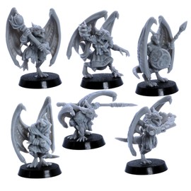 Forged Terrain Winged Kobold Miniature Set – 6 Flying Kobolds with 25mm Bases | DnD Monsters | Epic Miniatures | Resin Unpainted Figures for RPGs & Wargames
