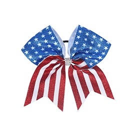 Independence Day Cheer Bow Patriotic Cheerleader Hair Bows America Flag Bows JHH36 (Glitter Bow-A)