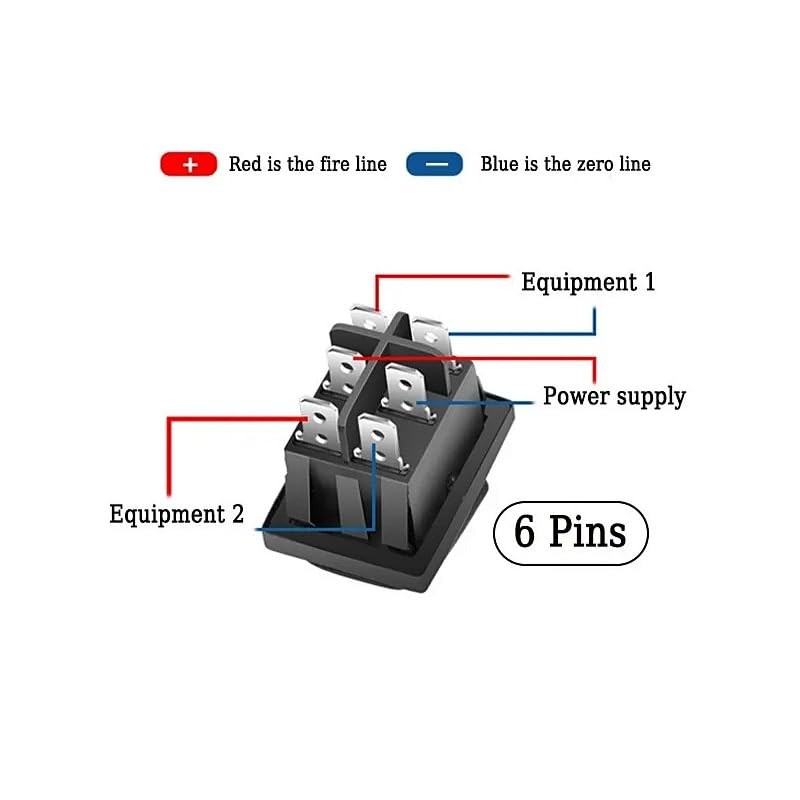 Switian 6Pcs 6-Terminals 3 Position ON/OFF/ON DPDT Boat Rocker Switch