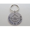 Custom Compass Keychain with Engraved Steel Disc for Coordinates, Couples