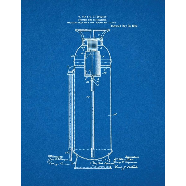 Portable Fire-extinguisher Patent Print Blueprint (5" x 7") M10200