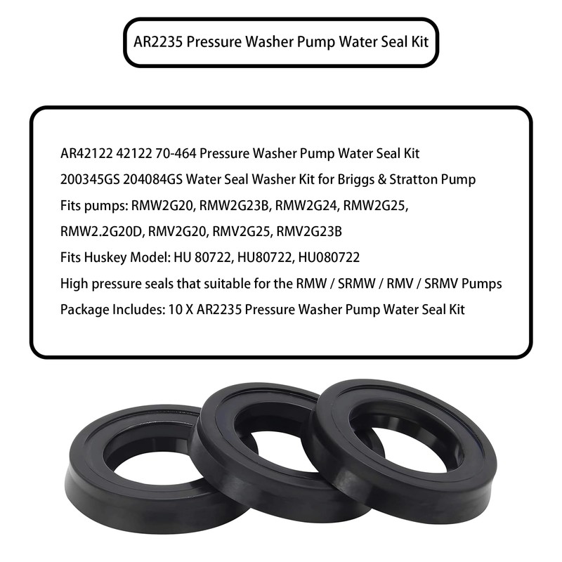 10-Pack AR2235 Pressure Washer Water Seal Kit Fit for Briggs