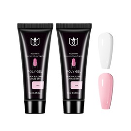 Poly Nail Gel 2Pcs White Pink Nail Extension Gel Long Lasting Wear Gel Acrylic Nails Thickening Builder Gel, Strengthener Thickening Extension Nail Gel For Beginner Nail Art