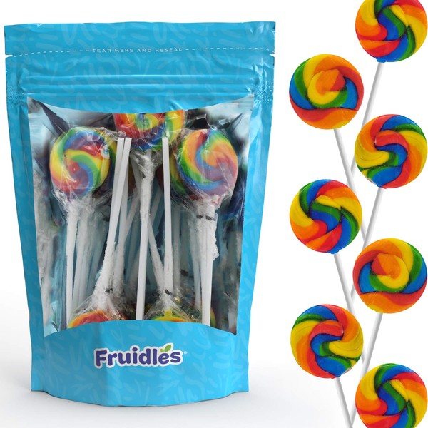 Rainbow Swirl Lollipop, Mixed Fruit Flavor, Individually Wrapped, 1.5" Inch Swirl Pop (12-Pack)