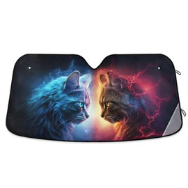 Car Windshield Sun Shade Foldable, Cat Lightning Sun Shade for Car Truck Window Front Windshield, Blocks UV Rays Sun Visor Protector Sun Heat Reflector to Keep Your Vehicle Cool, M