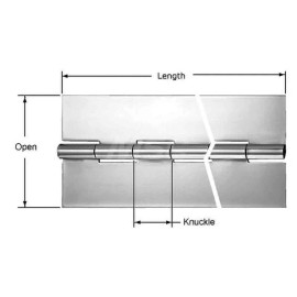 Made in USA 72" Long x 2" Wide, 1" Knuckle, Steel Continuous Hinge 1/4" Pin D...