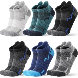 Welwoos Merino Wool Ankle Hiking Socks Thermal Warm Thick Winter Compression Support Running Cushion Athletic No Show Socks for Women Men Gifts Stocking Stuffers 7 Pairs(Deep Color Mixed,L)