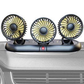 Fan for Car, Multifunctional Dashboard Fan Three-head, 3 Adjustable Wind Speeds, Small Hot Weather Cooling Device for Vehicles Sedans