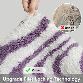 Civkor Bath Mat for Bathroom,Purple and White Bathroom Rug Microfiber,Bathroom mat with Non Slip TPR Backing,Machine Washable,Quick Dry,20x31Inch Small Bath Mats for Bathroom Floor, Shower, Sink