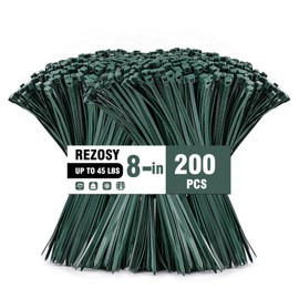 REZOSY (200 Pack), Zip Ties - 8 Inch Green,Multi-Purpose Self Locking Cable Ties， Ultra Strong Plastic Wire Ties with 45Pounds Tensile