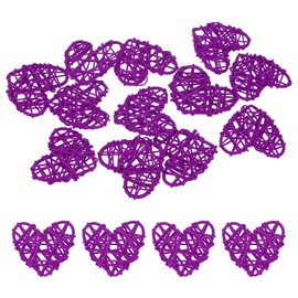 M METERXITY 12-Pack Heart Shaped Wicker Rattan Balls 60mm/2.4 Inch Decorative Rattan Balls Orbs Vase Fillers Bowl Fillers for Christmas/Weddings/DIY Crafts/Home Decor [Lilac]