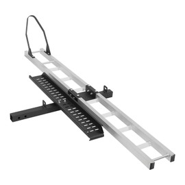 Cbhfmljd Aluminum Motorcycle Hitch Carrier, Motorcycle Carrier 400lbs Loadbearing Capacity with Tire Limiter Practical Straps Crank Arm Bracket for Dirt Bikes Motorcycle Bracket