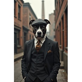 A5 Greeting Card | Staffordshire Bull Terrier in Peaky Blinders Style | UK Made, Eco-Friendly, Blank Inside | Funny Card for Dog Lovers, Birthdays & More