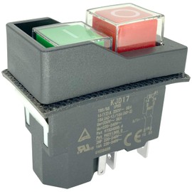 1-Pack KJD17 Electromagnetic Switch - 220V 16A 5-Pin SPDT Push Button Switch for Industrial Machinery & Power Tools - Compatible with KEDU KJD16, Fixes E5 Motor Errors (Model KJD17-220V 16A)