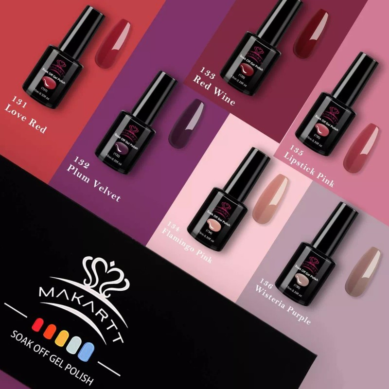 Makartt Rojo De Borgoña De Uñas Del Gel 10ml Kit