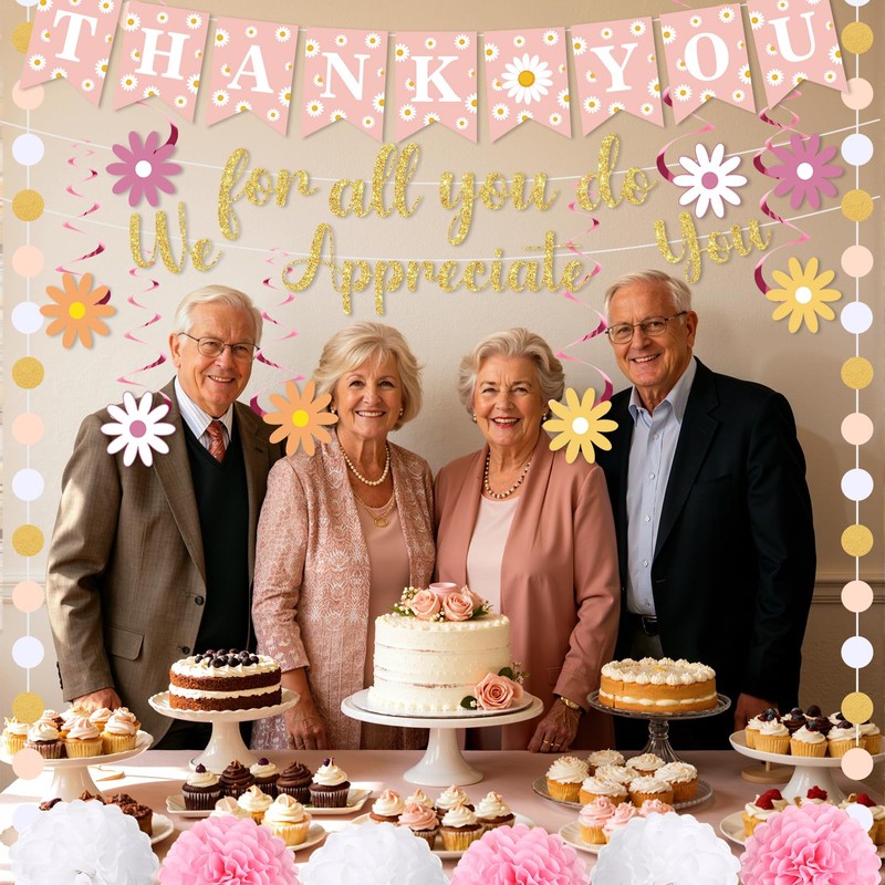 Pink We Appreciate You Banner Decorations Thank You for All