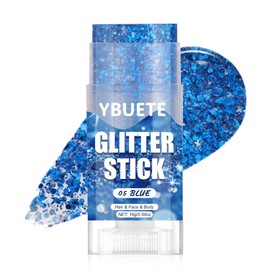 YBUETE Blue Face and Body Glitter Stick for Sparkling Makeup, Hair Glitter Accessories for Women, Highlighting Stick for Fairy Dust Makeup, Cheerful Face Glitter for Festive Parties and Carnivals