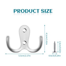 12 Pcs Door Hooks, Double Coat Hooks with 24 Screws, Wall Hooks for Door & Wall, Heavy Duty Metal Door Hooks Screw in for Hanging Robe Towel Coat Hat Bag, Vintage Hooks for Bedroom Bathroom, Bronze