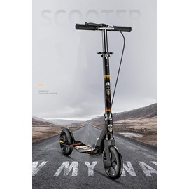 Kick Scooter for Adults Teens Kid Foldable Lightweight Sport Scooters with Hand Brake Adjustable Height Folding, Large Wheels Durable Load 300 LBS Black Green